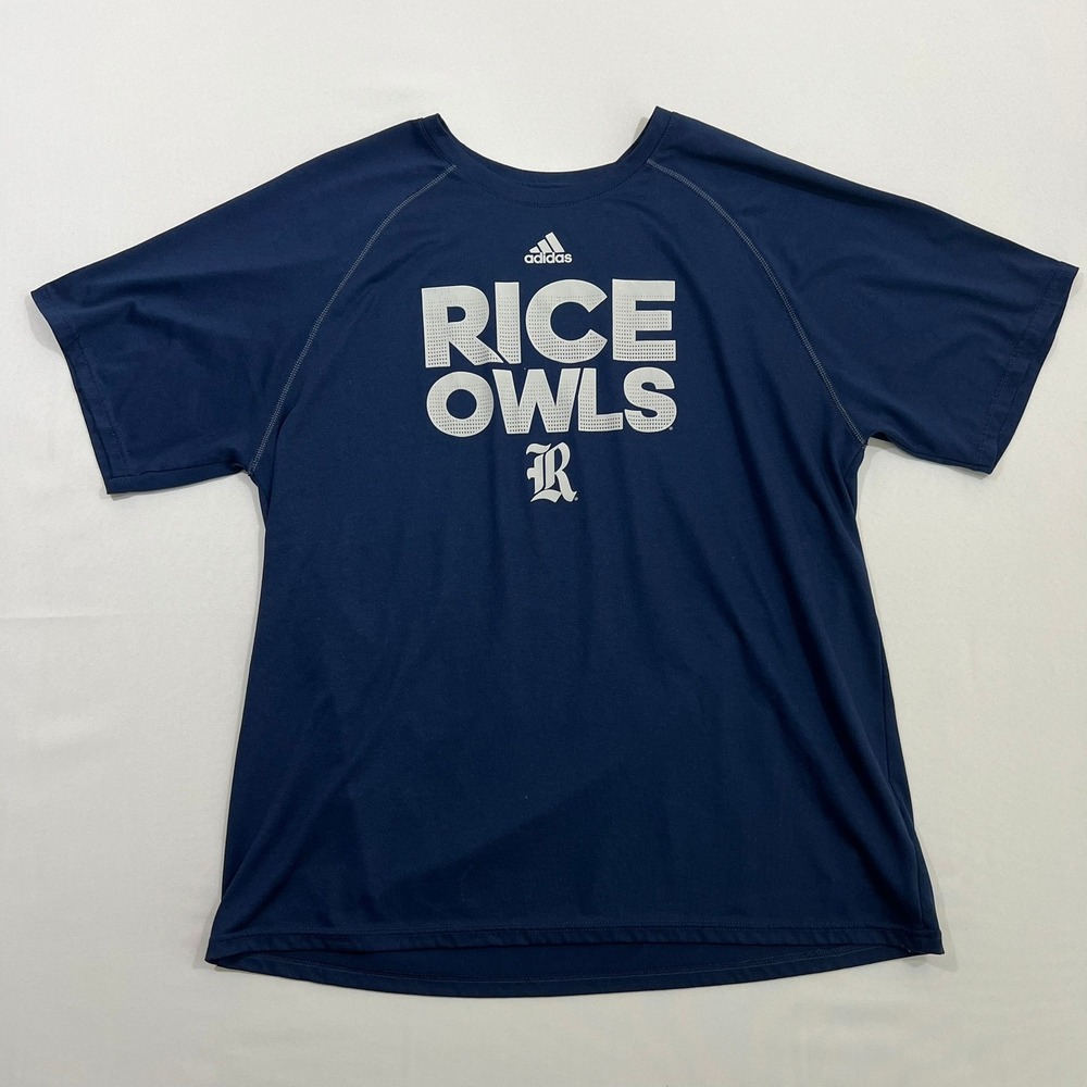 Adidas‎ T-Shirt Rice Owls Climalite Performance Navy Blue Mens XL